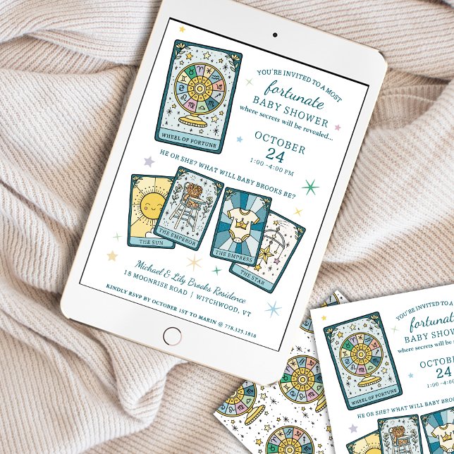Invitation Tarot Wheel of Fortune Gender Reveal Baby Shower (Créateur téléchargé)