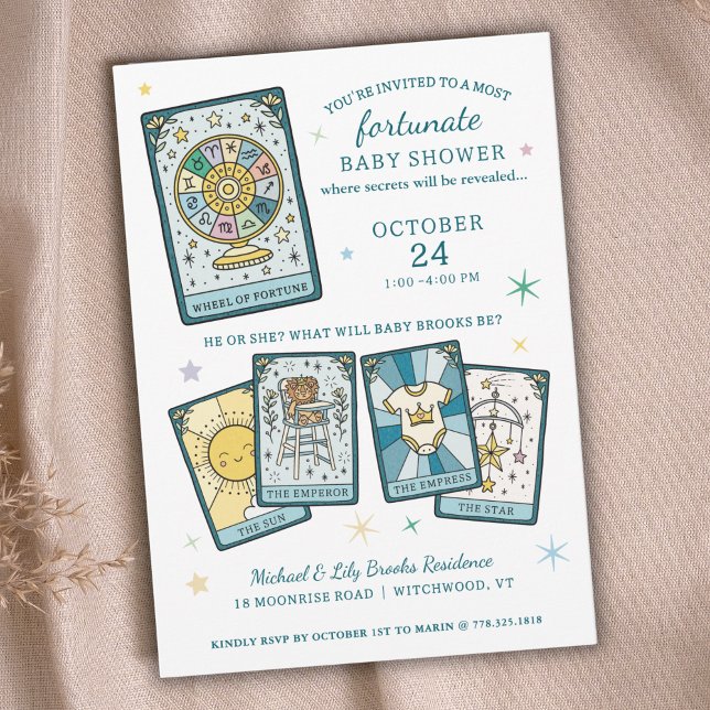 Invitation Tarot Wheel of Fortune Gender Reveal Baby Shower (Créateur téléchargé)
