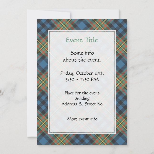 Invitation Tartan ancien du clan MacLellan (Dos)