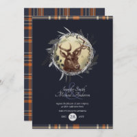 Tartan Blue Rustic Stag Orange N'IMPORTE QUEL ÉVÉN
