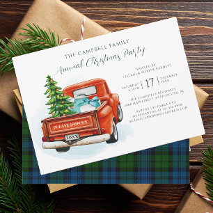 Invitation Tartan de fête de Noël rustique