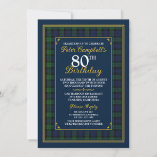 Invitation Tartan de montre noire universelle 80e anniversair
