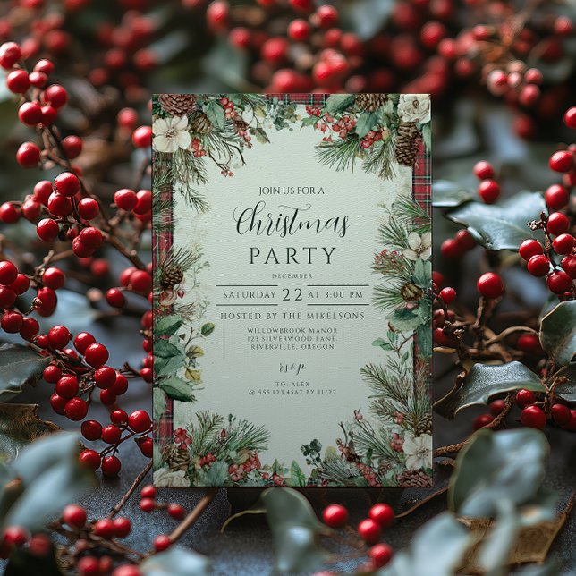 Invitation Tartan de Noël des Fêtes (Créateur téléchargé)
