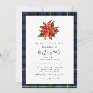 Invitation Tartan de Noël élégant aquarelle Plaid