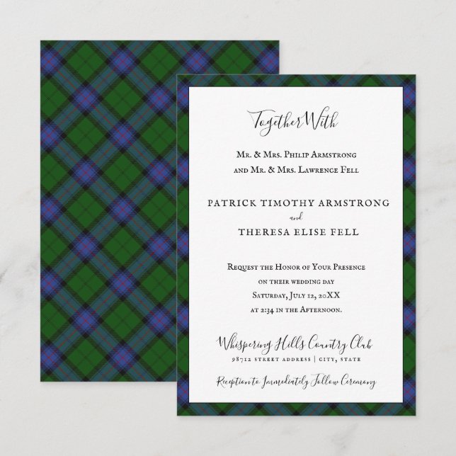 Invitation Tartan du clan Armstrong Plaid Écossais (Devant / Derrière)