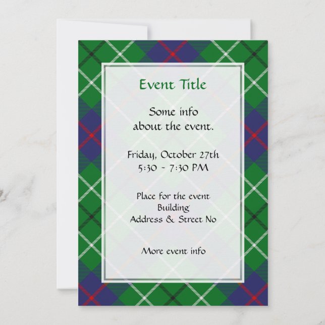 Invitation Tartan du clan Duncan (Dos)