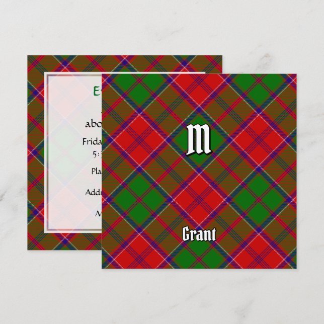 Invitation Tartan du clan Grant (Devant / Derrière)