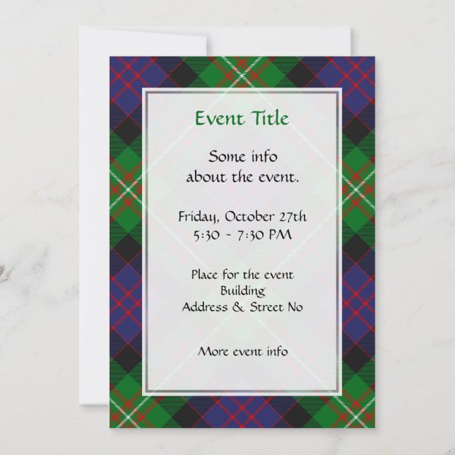 Invitation Tartan du clan MacDonell de Glengarry (Dos)