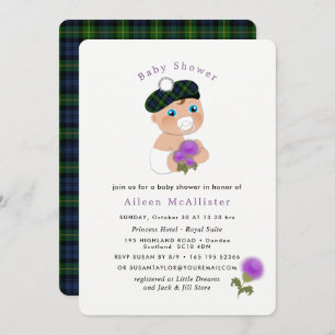 Invitation Tartan écossais Fleur de chardon Baby shower dans