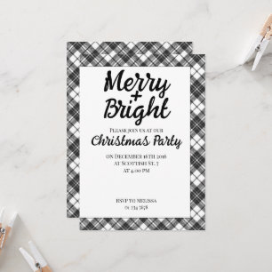 Invitation Tartan fêtes Noël Fête Joyeux Bright