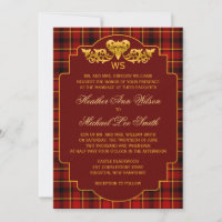 Tartan Mariage Rouge Noir Or Plaid Couleurs Motif