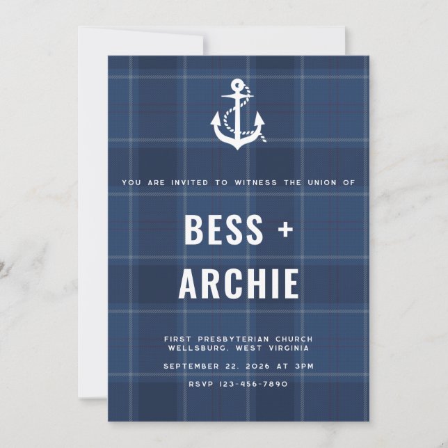Invitation Tartan Marine (Devant)