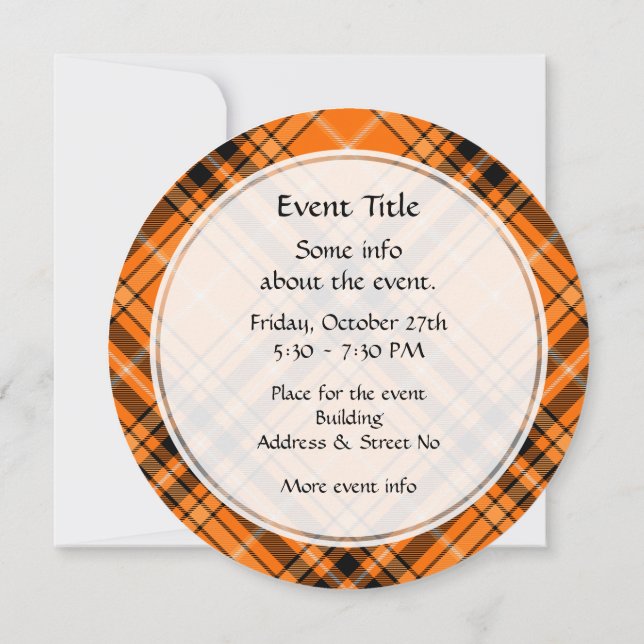 Invitation Tartan orange d'Halloween (Dos)