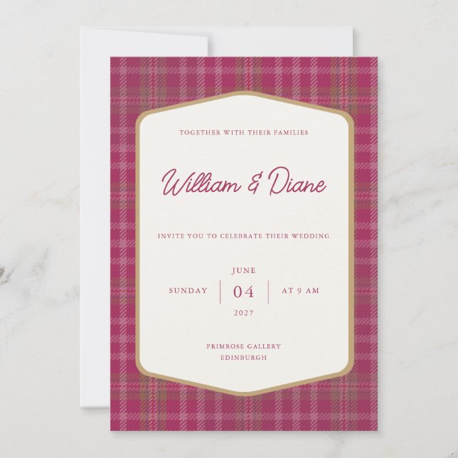Invitation Tartan Primevère Écossaise (Devant)