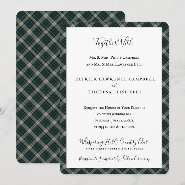 Invitation Tartan Tartan Plaid Small (Devant / Derrière)