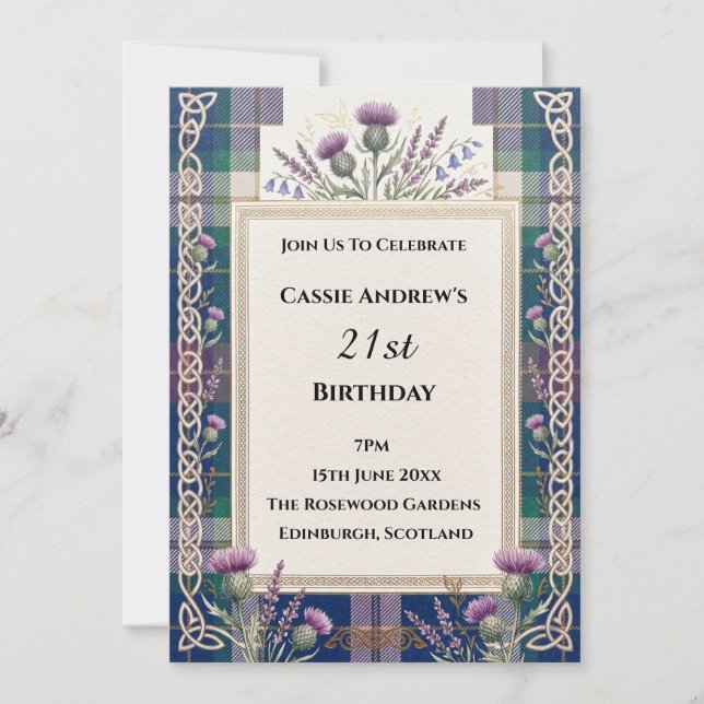 Invitation Tartan Thistle Anniversaire Milésime (Devant)