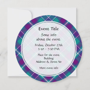Invitation Tartan vert de mer, violet et bleu