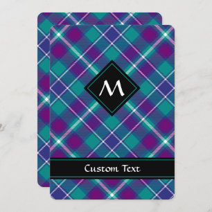 Invitation Tartan vert de mer, violet et bleu