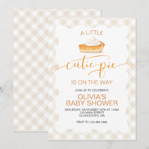 Invitation Tarte au potiron Cutie Pie automne carreaux Baby S