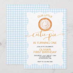 Invitation Tarte au potiron Cutie Pie carreau bleu Premier An
