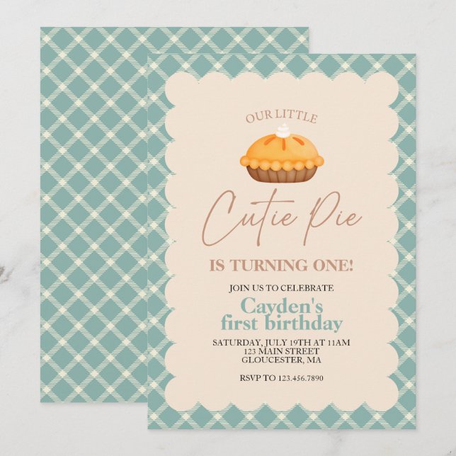Invitation Tarte au potiron Cutie Pie plaid automnal Premier  (Devant / Derrière)