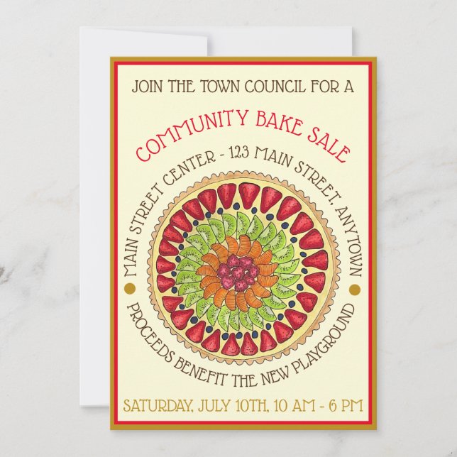 Invitation Tarte aux Fruits Tarte Pâte Française Pâtisserie V (Devant)