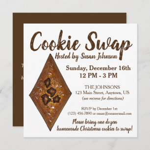 Invitation Tarte de sable Noël Cookie Swap Party Vente de gât