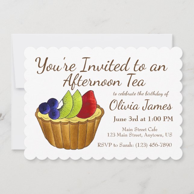 Invitation Tarte pour une réception de thé l'après-midi pour  (Devant)