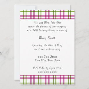 Invitation Tarte rose et verte