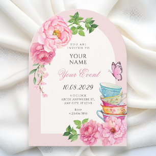 Invitation Tasse à thé florale aquarelle