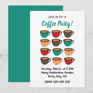 Invitation Tasse de café colorée Fête du café