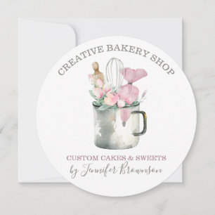 Invitation Tasse de pâtissier de boulangerie Boho chic fleur