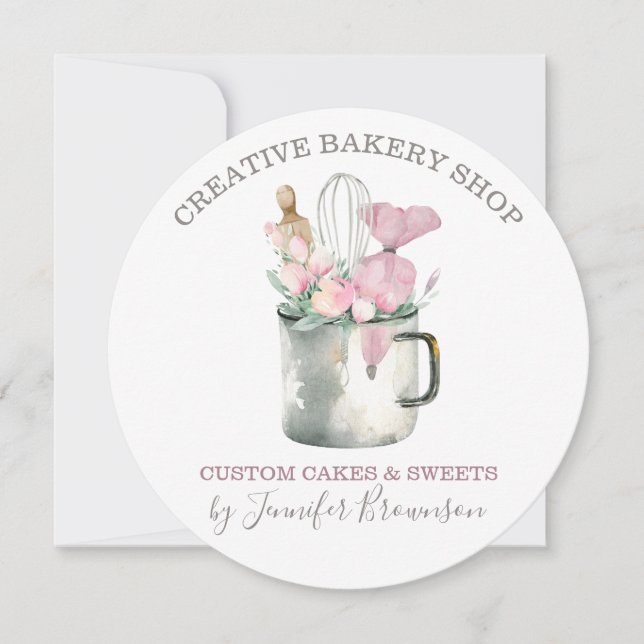 Invitation Tasse de pâtissier de boulangerie Boho chic fleur  (Devant)