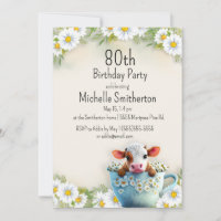 Tasse de thé couverte de vache Daisy 80e anniversa