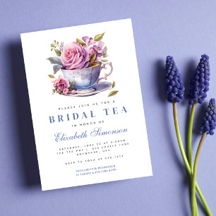 Invitation Tasse de thé floral pervenche Mariage Tea Fête de 