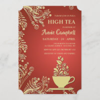 Tasse d'or d'invitation de thé