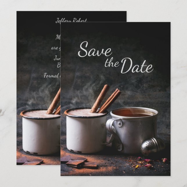 Invitation Tasse rustique de thé et de chocolat chaud, Sauveg (Devant / Derrière)