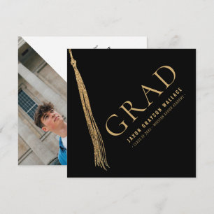 Invitation Tassel de chapeau de graduation photo minimaliste