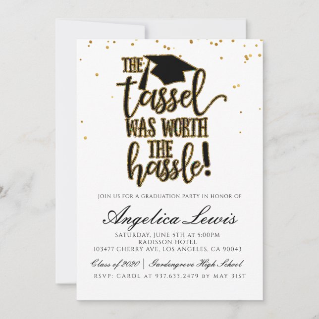 Invitation Tassel Worth the Hassle Graduation (Devant)