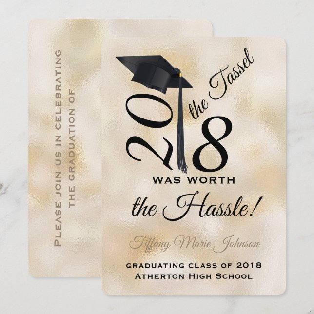 Invitation Tassel Worth the Hassle Graduation 2018 (Devant / Derrière)