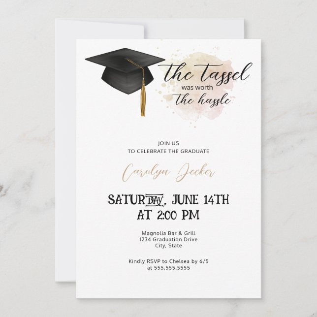 Invitation Tassel Worth The Hassle Graduation Party (Devant)