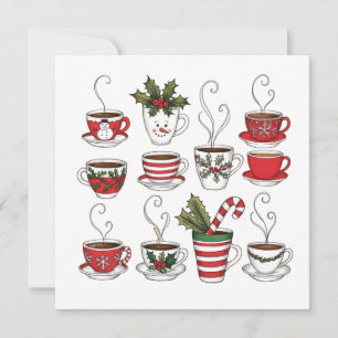 Invitation Tasses à thé drôles pour Noël