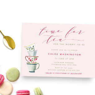 Invitation Tasses à thé Floal Rose Fête de Thé Baby Shower