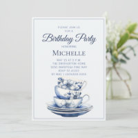 Tasses à thé florales bleues pour anniversaire de