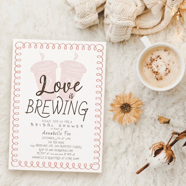 Invitation Tasses de café à emporter Love is Brewing pour la  (Créateur téléchargé)