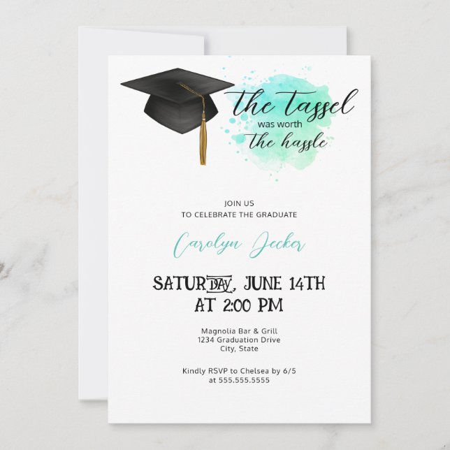 Invitation Tassle Worth The Hassle Graduation (Devant)