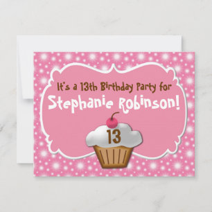 Invitation Tastey Frosted Cupcake 13e anniversaire
