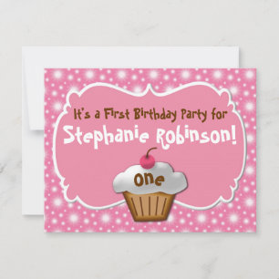 Invitation Tastey Frosted Cupcake Premier anniversaire