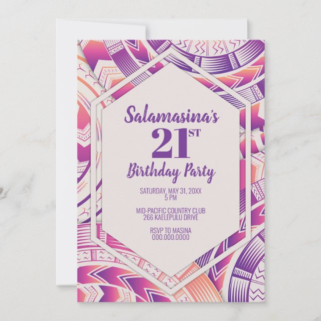 Invitation Tatau Rose, Orange et Violet Diamant (Devant)