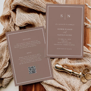 Invitation Taupe Minimaliste et Chic Bordure Tout en Un Mar